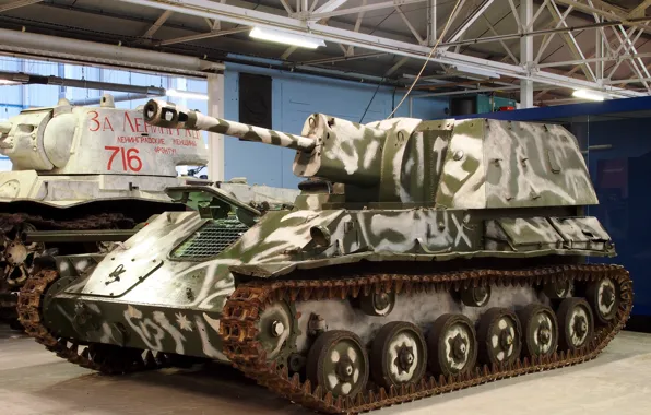 Tank, Museum, installation, Soviet, Soviet, self-propelled artillery, easy, KV-1