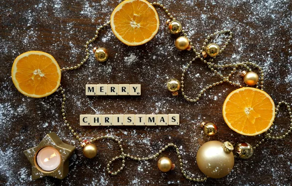 Picture winter, balls, snow, letters, holiday, the inscription, cubes, toy
