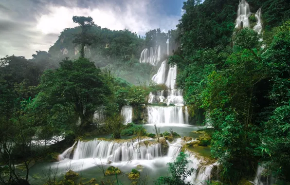 Trees, waterfall, Thailand, Thailand, cascade, waterfall Ti Lo su, Thi Lo Su Waterfall