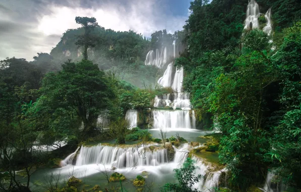 Picture trees, waterfall, Thailand, Thailand, cascade, waterfall Ti Lo su, Thi Lo Su Waterfall