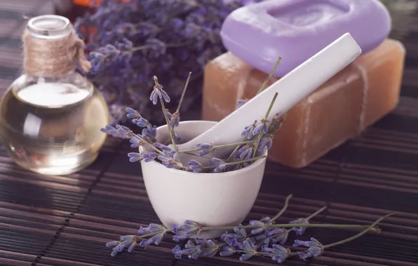 Oil, soap, lavender