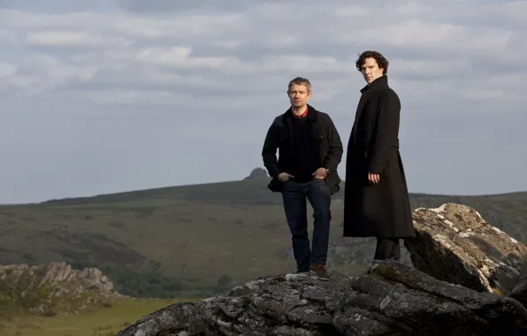Landscape, rock, Sherlock Holmes, Martin Freeman, Benedict Cumberbatch, Sherlock, Sherlock BBC, Sherlock Holmes