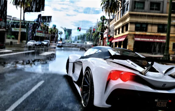 Auto, The game, Rain, Art, Sports car, GTA V, Render, Grand Theft Auto V