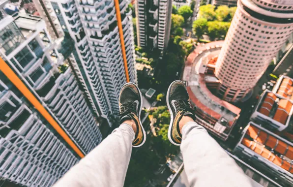 Picture roof, feet, view, height, skyscraper, top, view