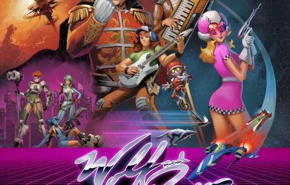 Synth wave, ace of space, wolf and raven