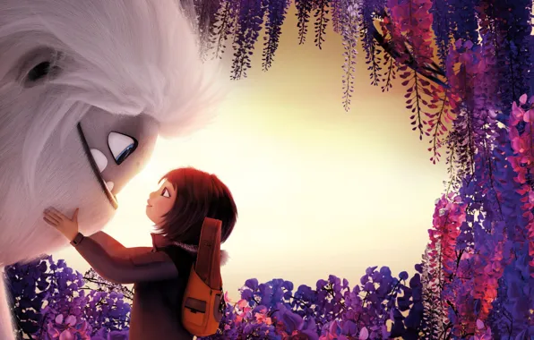 Picture flowers, girl, monster, Everest, Abominable