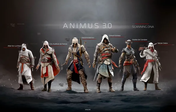 Picture Edward, Altair, Ezio, Connor, assassins, Assassin's Creed IV: Black Flag, Animus 3, Evelyn