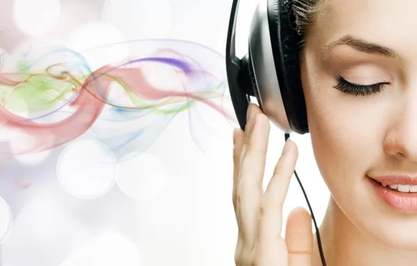 Girl, smile, music, headphones