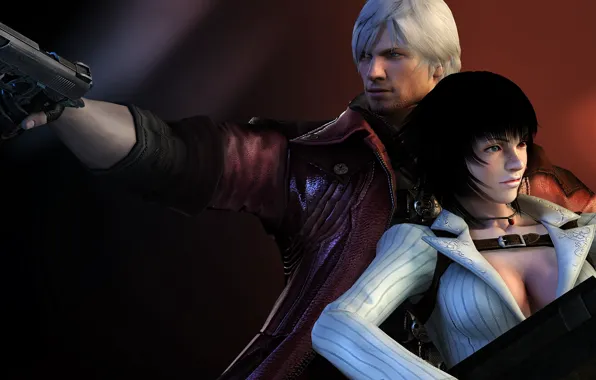 Wallpaper guns, sword, Dante, DMC, red coat, Dante, game