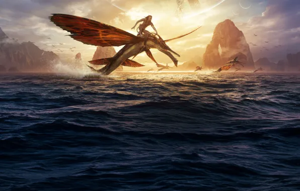 Picture The ocean, Fantasy, Action, Sam Worthington, Avatar 2, 2022, Samuel Worthington, Avatar: The Way of …