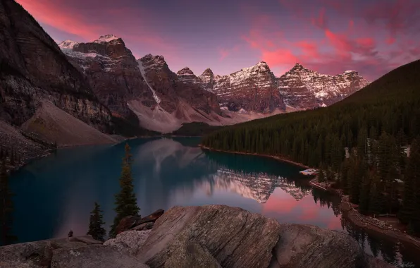 Picture the sky, mountains, lake, rocks, Canada, forest