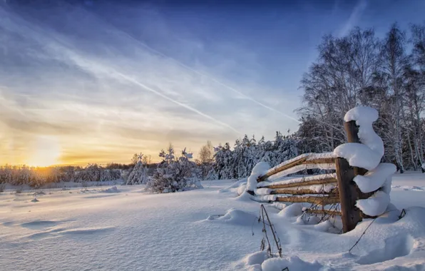 Winter, the sky, snow, landscape, nature