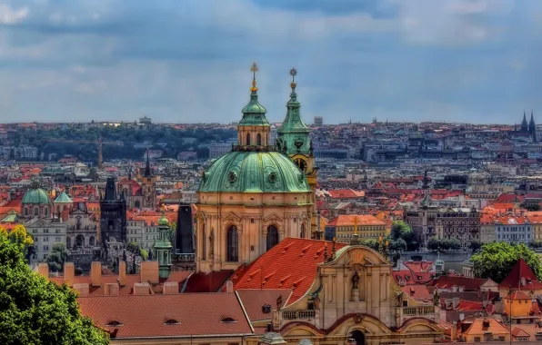 Building, Prague, Czech Republic, Church, panorama, temple, Prague, Mala Strana