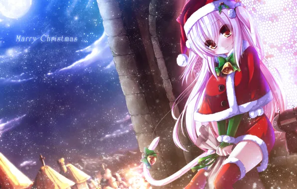 Picture girl, joy, night, mood, new year, tail, art, syroh