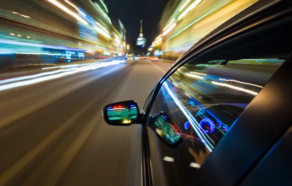 Picture auto, the city, lights, speed