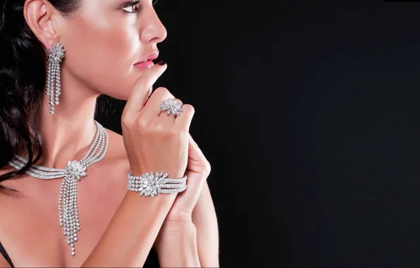 Look, girl, decoration, makeup, ring, bracelet, earrings, necklace