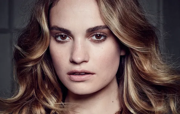 Look, girl, portrait, makeup, Lily James