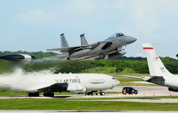 Boeing, the airfield, F-15 Eagle, the rise, UNITED STATES AIR FORCE, Douglas, McDonnell, E-3