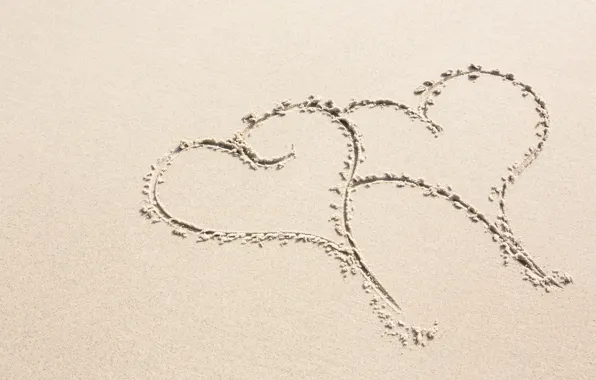 Picture sand, beach, holiday, hearts, Valentine's day