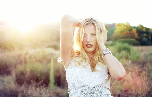 Picture girl, dress, blonde, bracelet