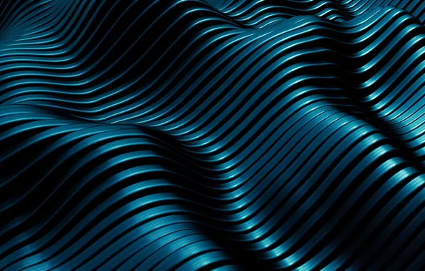 Design, Blue, Wave, Pattern, Metal, Metal, Abstraction, Blue