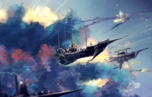 Picture the sky, clouds, ships, by SeerLight