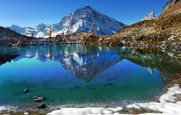 Mountains, lake, reflection, Alps, Italy, Italy, Alps, Piedmont
