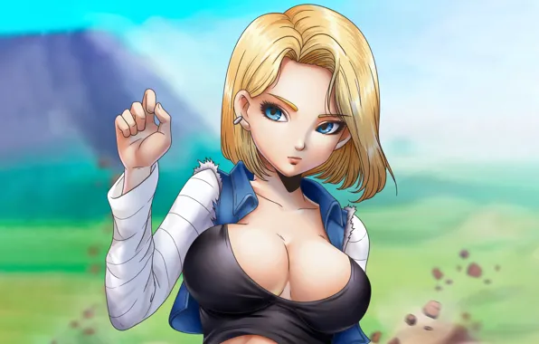 Girl, sexy, cleavage, blouse, boobs, anime, blue eyes, beautiful