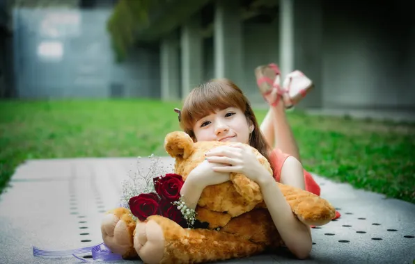 Picture mood, bear, girl