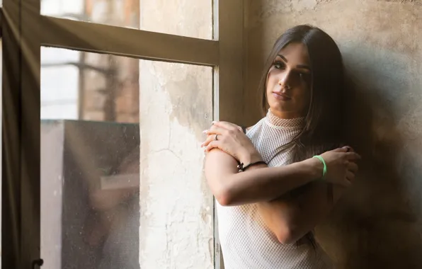 Picture look, girl, pose, photo, model, makeup, window, bracelet
