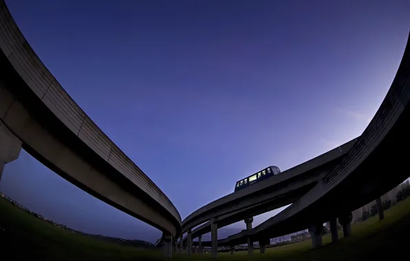 The sky, Road, overpass, bus