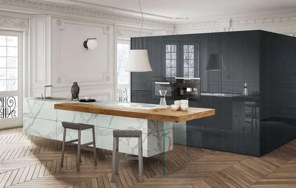 Style, Villa, interior, Italy, kitchen, dining room, dining area, Italian design