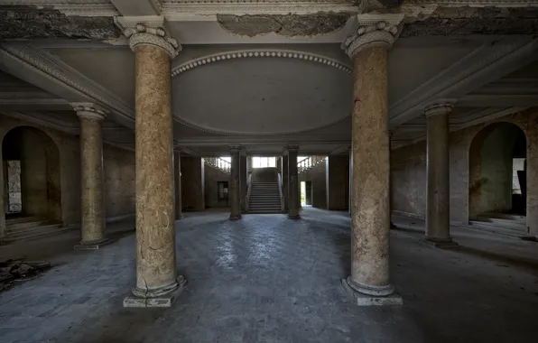 Interior, hall, columns
