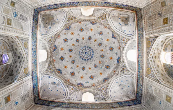 Pattern, mosque, architecture, the dome, painting, Uzbekistan, Shakhrisabz