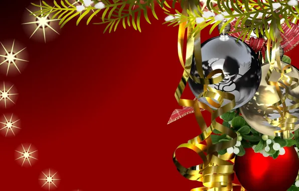 Picture red, background, balls, new year