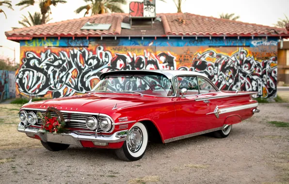 Red, Chevrolet, 1960, the front, Impala