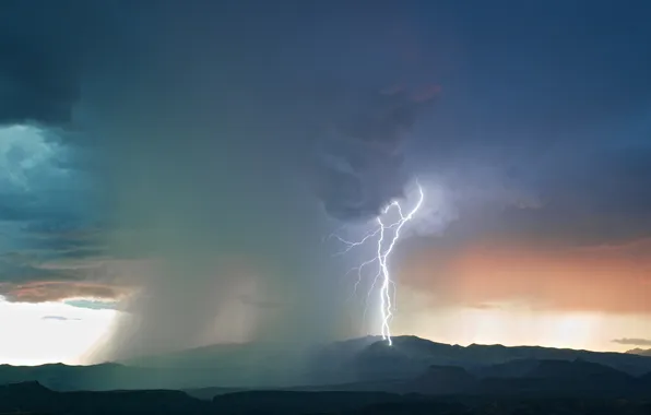 Picture the storm, mountains, clouds, nature, lightning