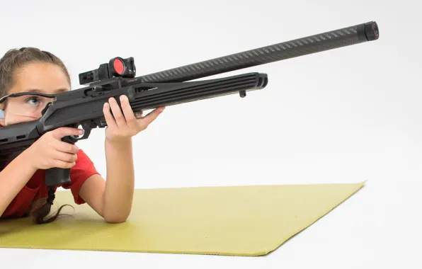 Girl, pose, rifle, .22 caliber