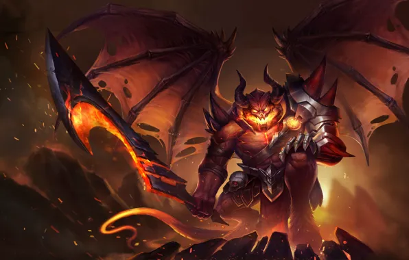 Style, Sword, Wings, Sparks, The demon, Fantasy, Art, Art