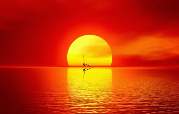 Wallpaper sea, sun, seaside, rising sun for mobile and desktop