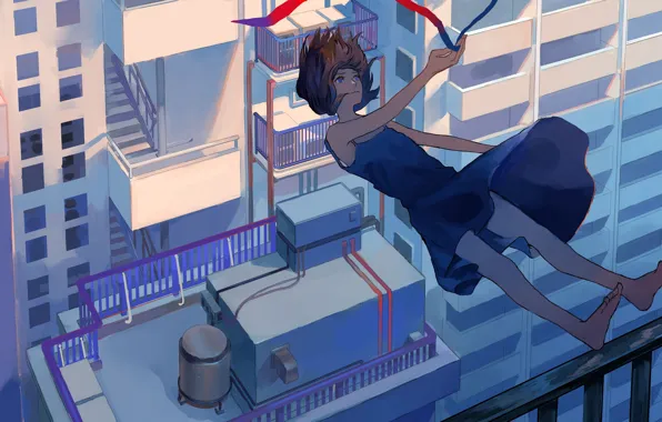 Picture tape, girl, the city, drop