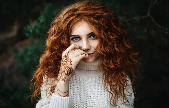 Girl, hair, red, mehendi, Alina Kuzmina, Igor Kondakov