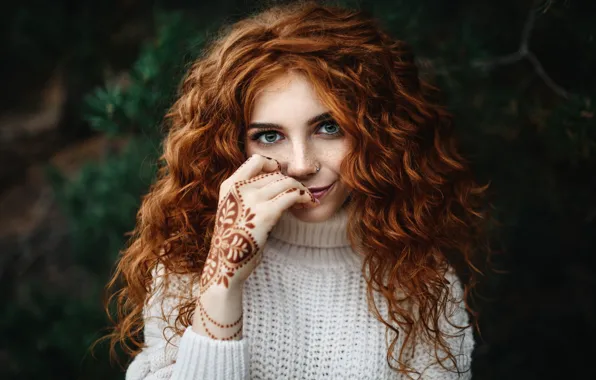 Hair, Girl, red, mehendi, Alina Kuzmina, Igor Kondakov