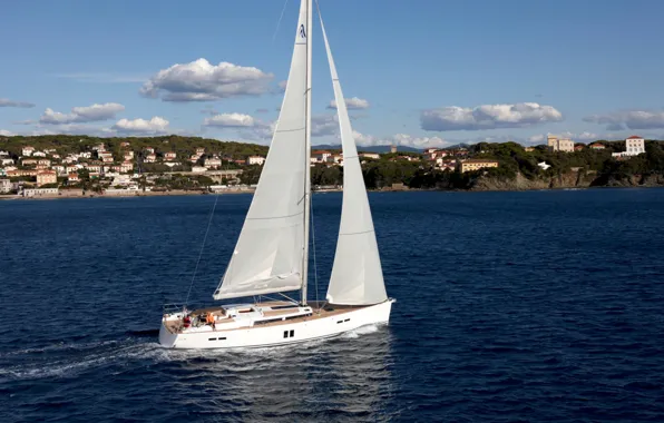Sea, the way, movement, coast, yacht, sails, Hanse-545