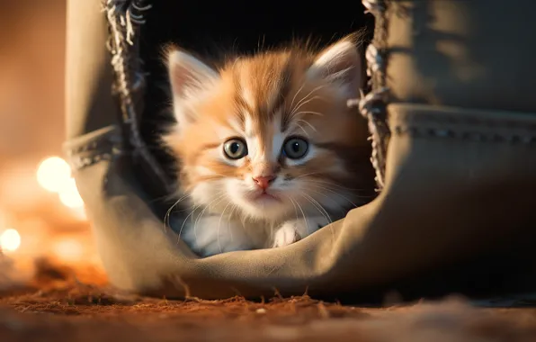 Cat, look, light, pose, kitty, red, house, face