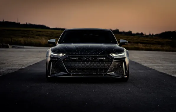 Audi, black, front view, RS 7, 2020, V8 Biturbo, RS7 Sportback, 4.0 L.