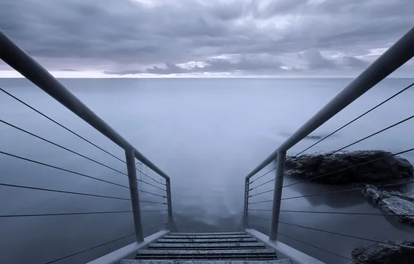 Sea, landscape, night, stage