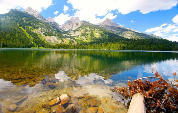 Landscape, mountains, nature, lake, Grand, USA, Wyoming, Bradley