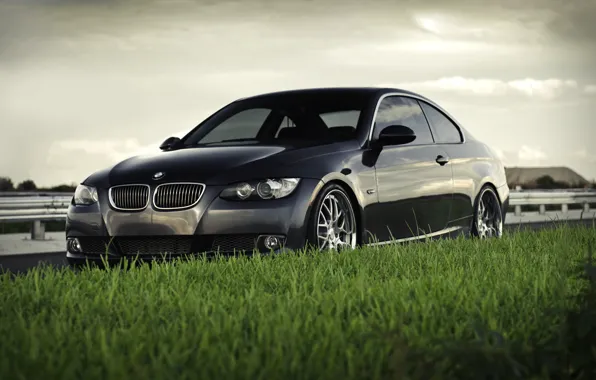 Picture the sky, grass, machine, bmw, BMW, coupe, focus, cars