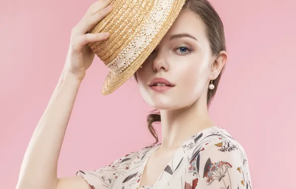 Look, girl, face, style, background, hat
